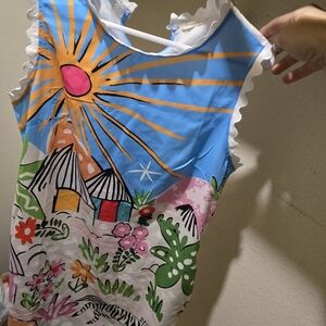 Sunday Colorful Kids Tank Top with Sun and Nature Design